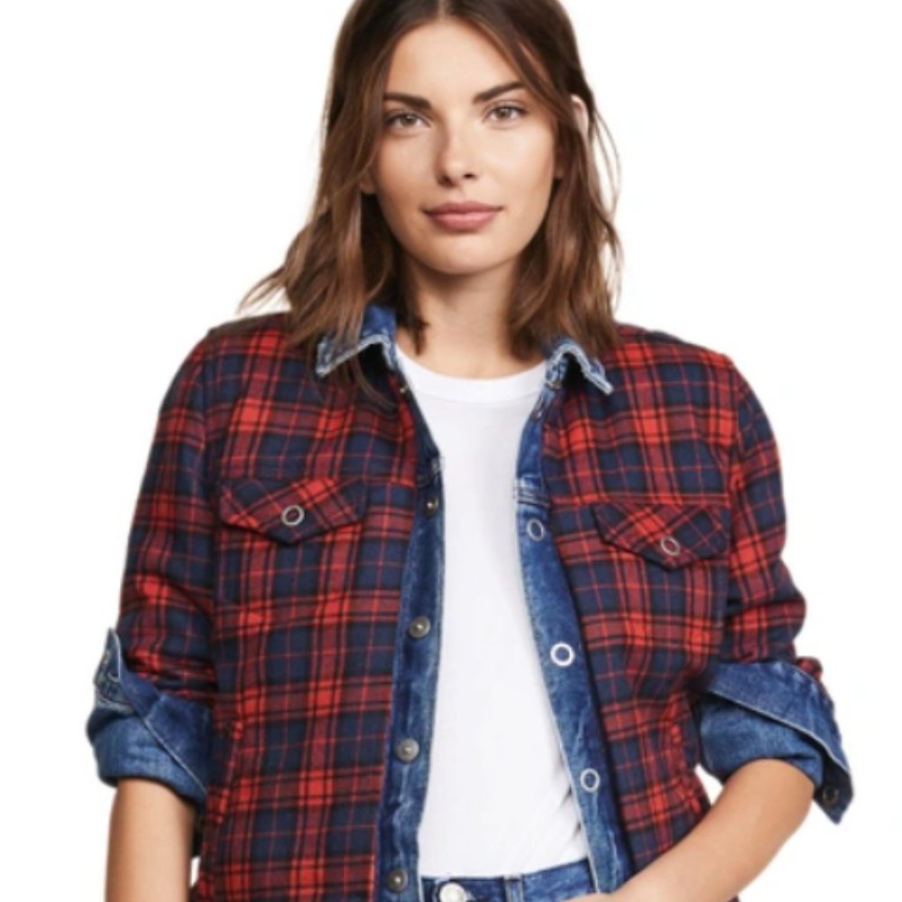 BLANK NYC | American Pie 2-in-1 Reversible Denim to Plaid Jacket
